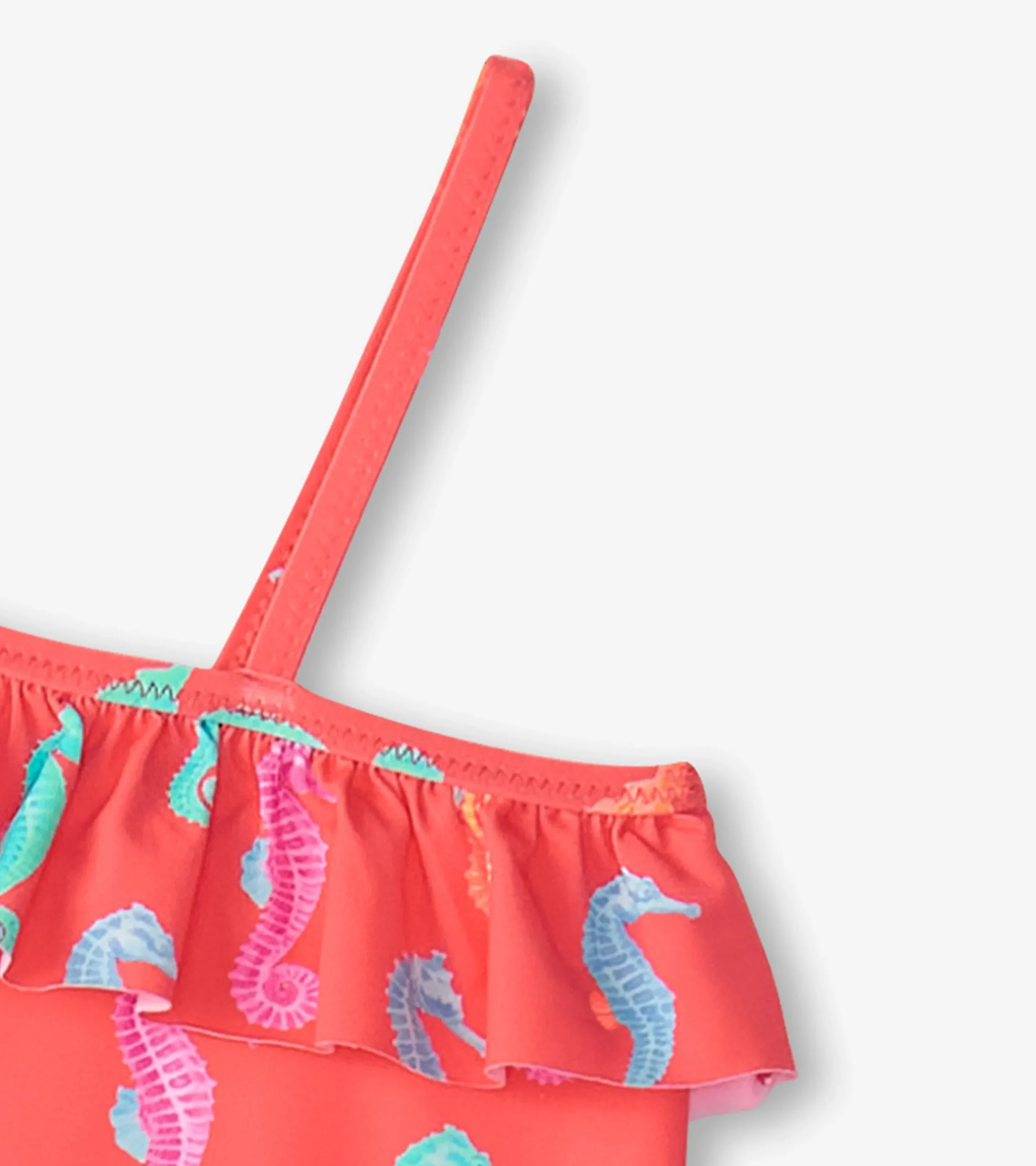Online Hatley Girls Painted Sea Horses Ruffle Trim Swimsuit