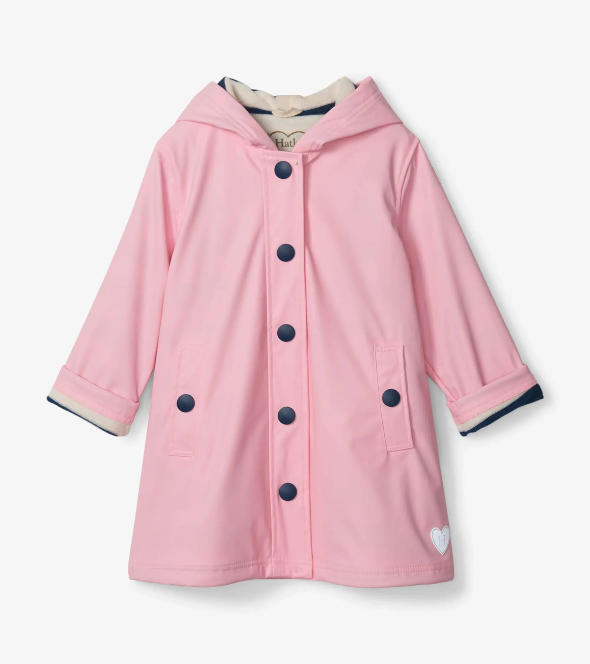 Discount Hatley Girls Pink & Navy Button-Up Rain Jacket