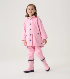Discount Hatley Girls Pink & Navy Button-Up Rain Jacket