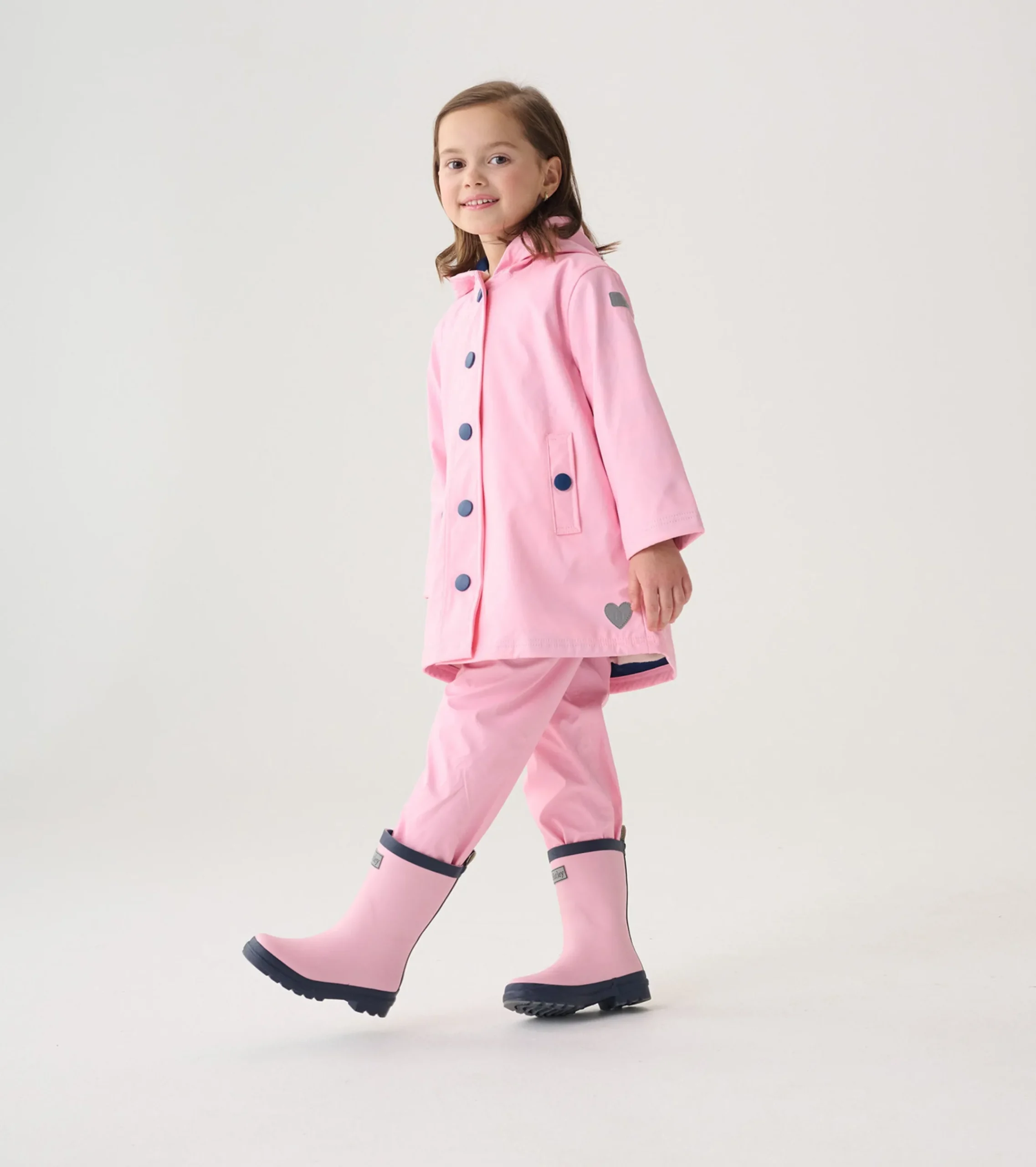 Discount Hatley Girls Pink & Navy Button-Up Rain Jacket
