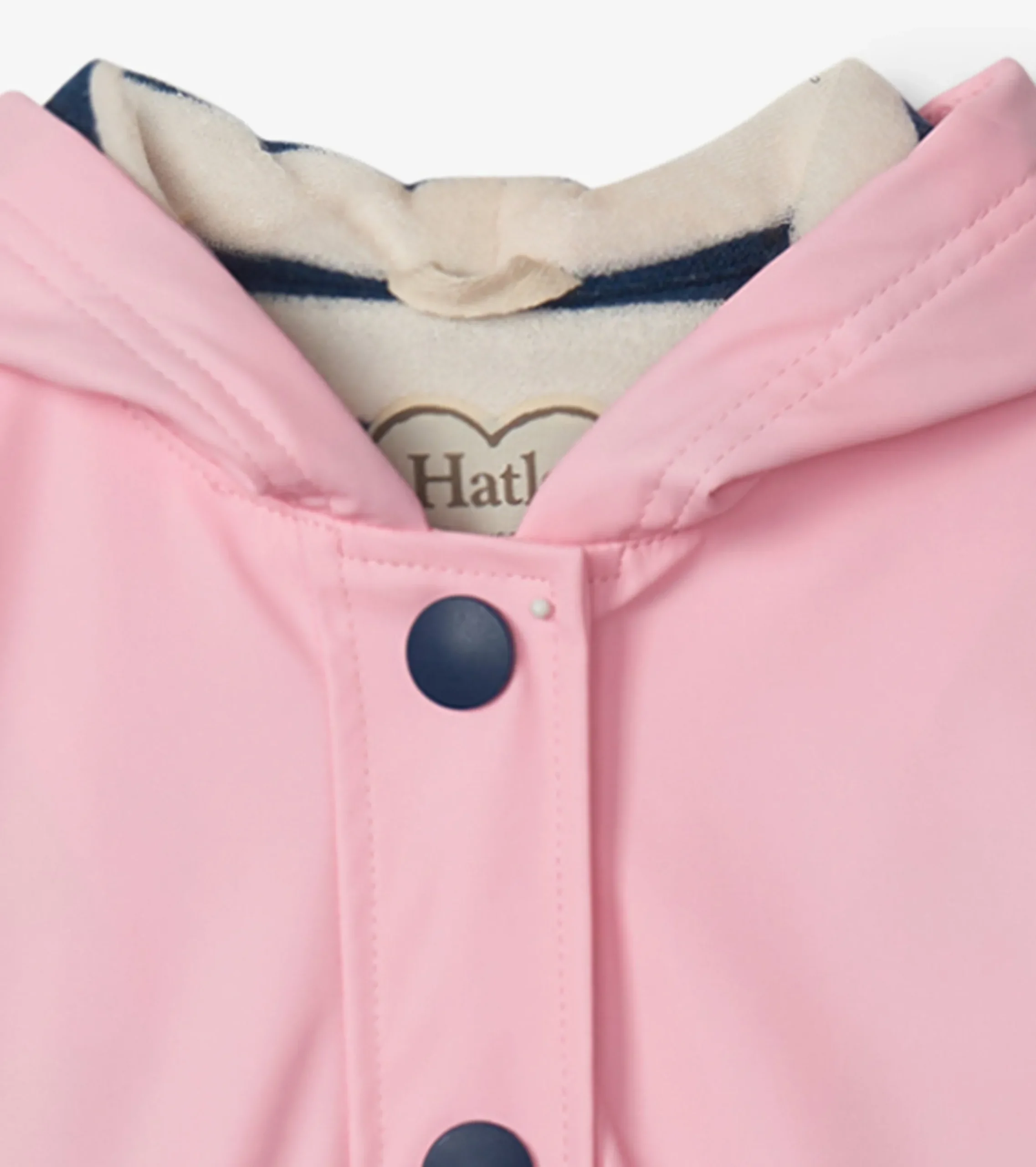 Discount Hatley Girls Pink & Navy Button-Up Rain Jacket