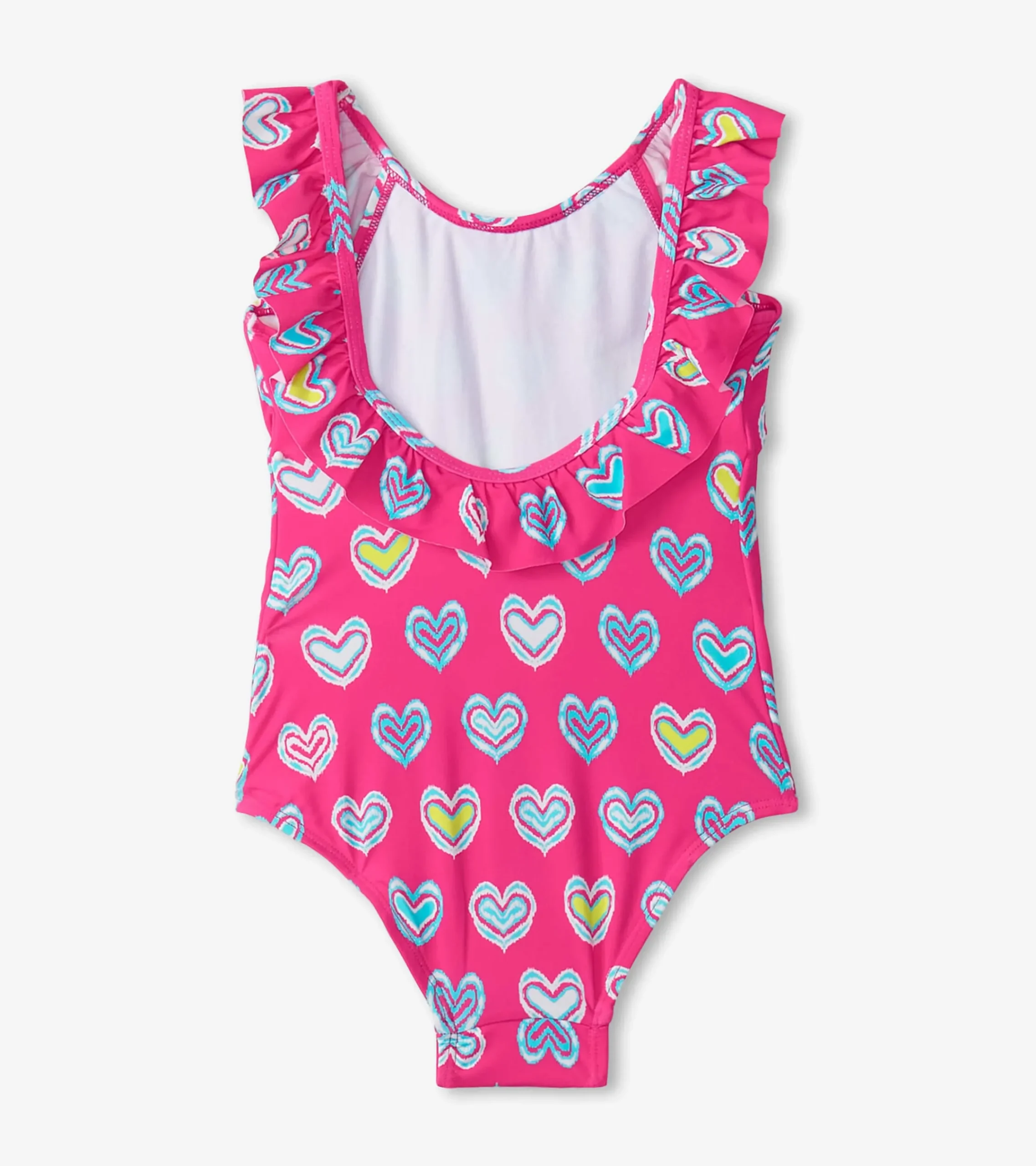 Sale Hatley Girls Pink Shibori Hearts Ruffle Sleeve Swimsuit