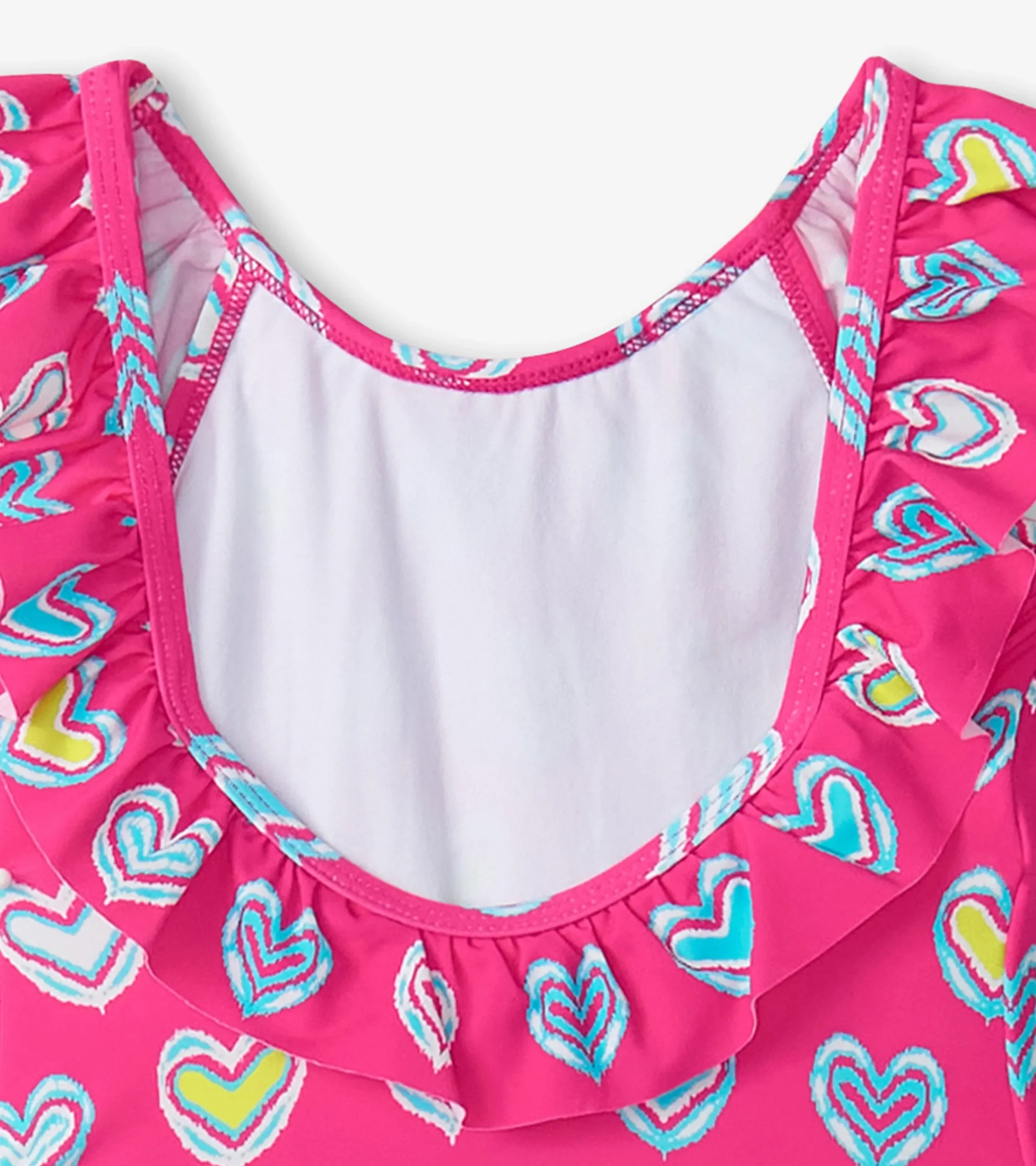 Sale Hatley Girls Pink Shibori Hearts Ruffle Sleeve Swimsuit