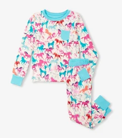 Hot Hatley Girls Pretty Horses Bamboo Pajama Set