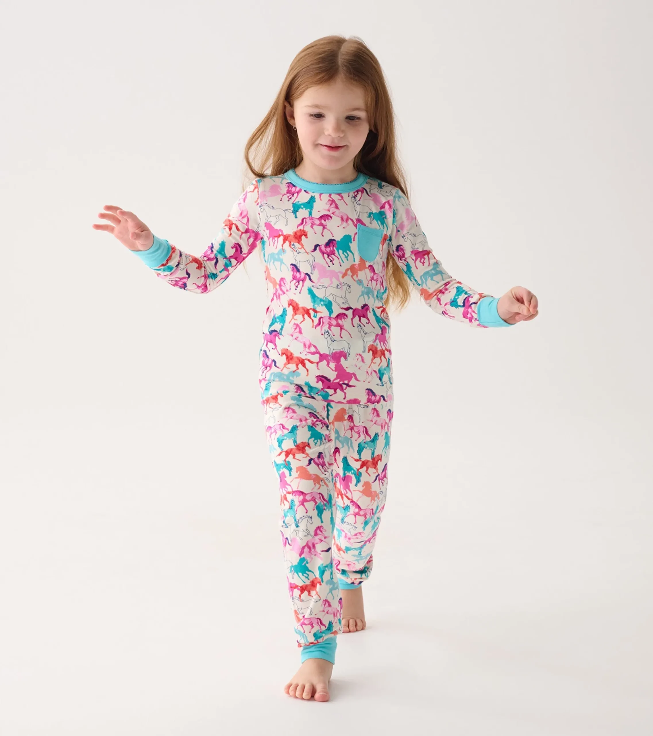 Hot Hatley Girls Pretty Horses Bamboo Pajama Set