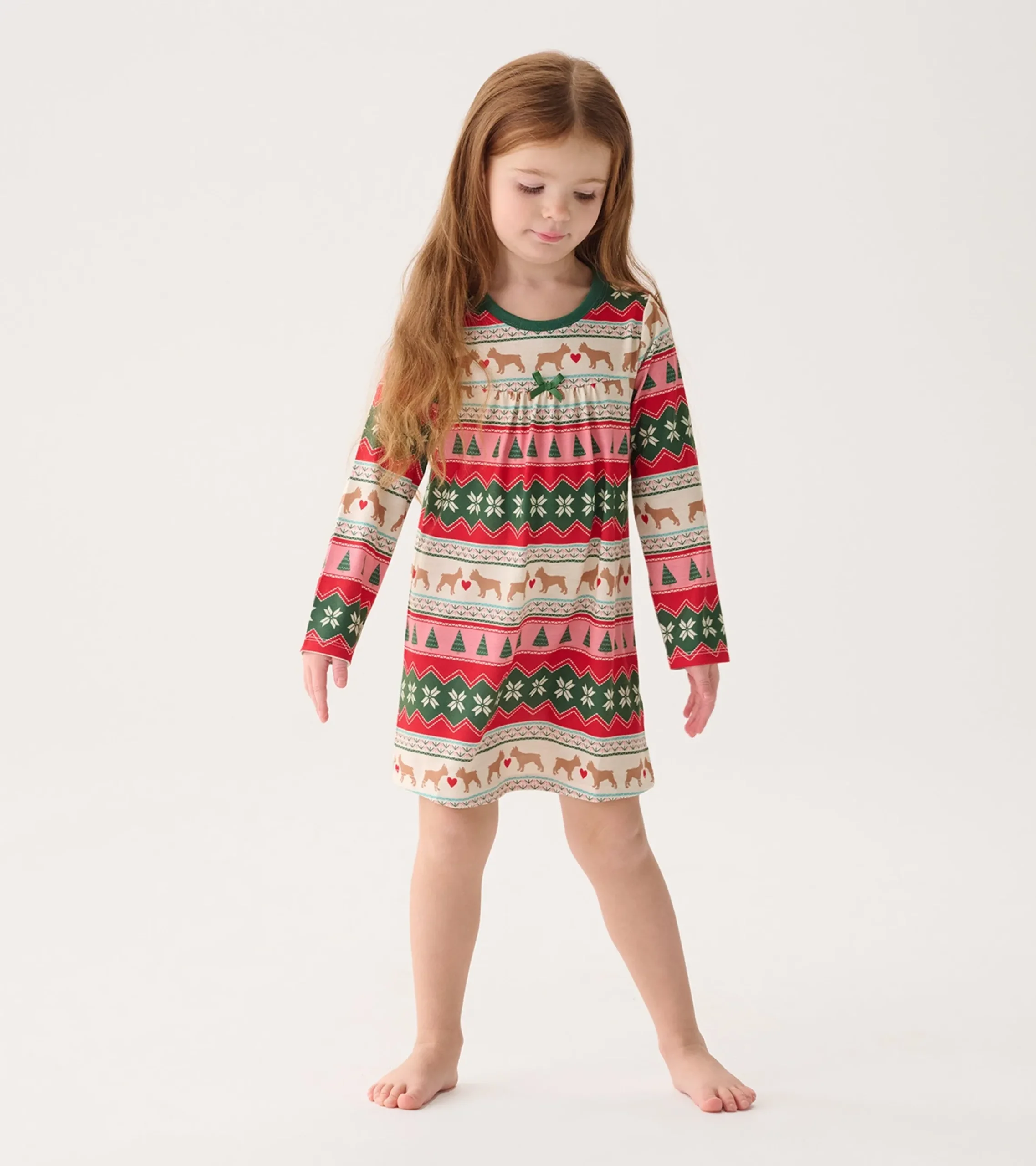 Hot Hatley Girls Puppy Hearts Fair Isle Long Sleeve Nightdress