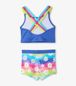 Outlet Hatley Girls Rainbow Flower Two-Piece Crop Top Bikini Set