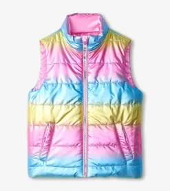 New Hatley Girls Rainbow Shine Reversible Quilted Vest