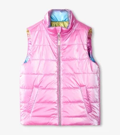 New Hatley Girls Rainbow Shine Reversible Quilted Vest