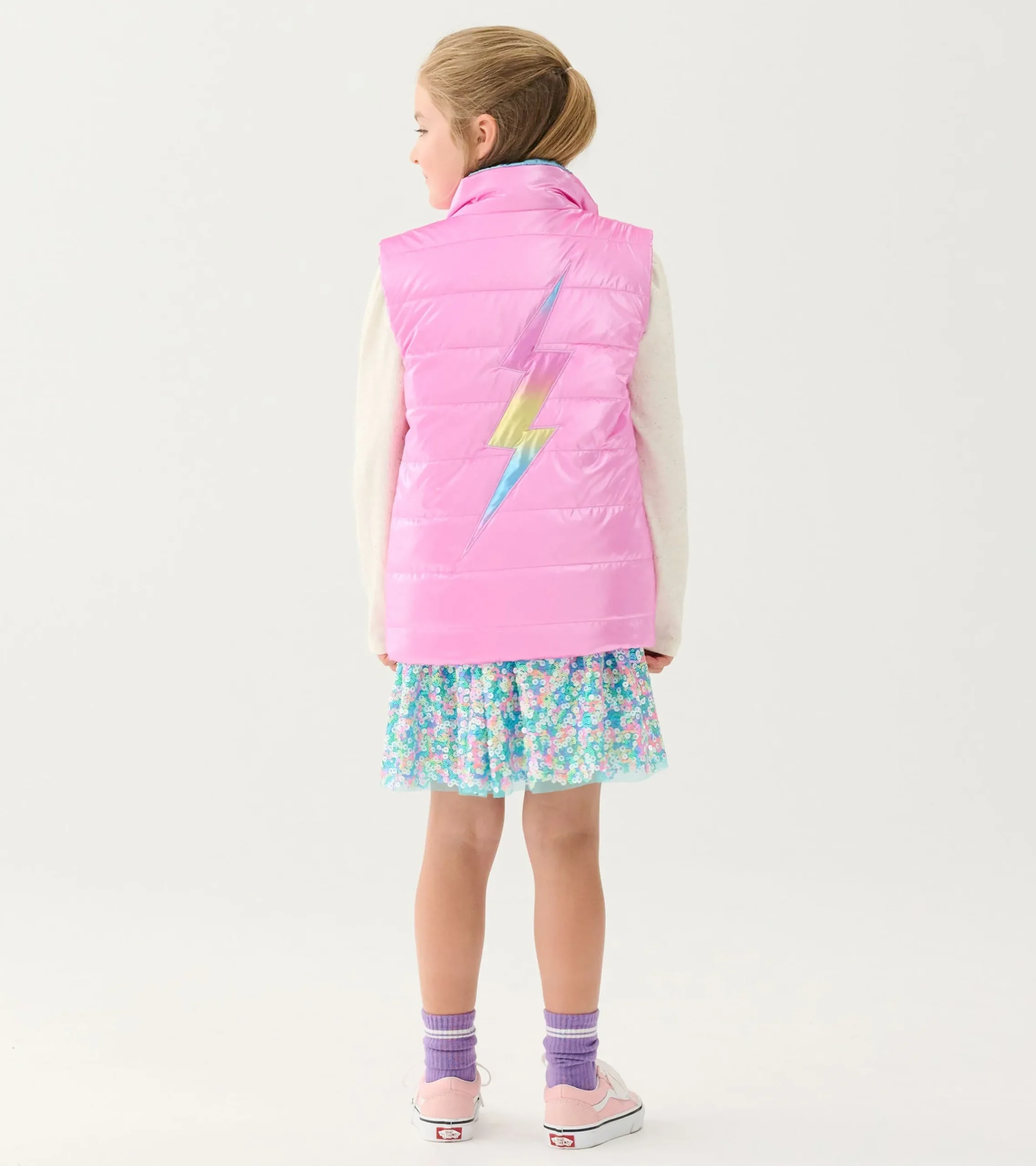 New Hatley Girls Rainbow Shine Reversible Quilted Vest