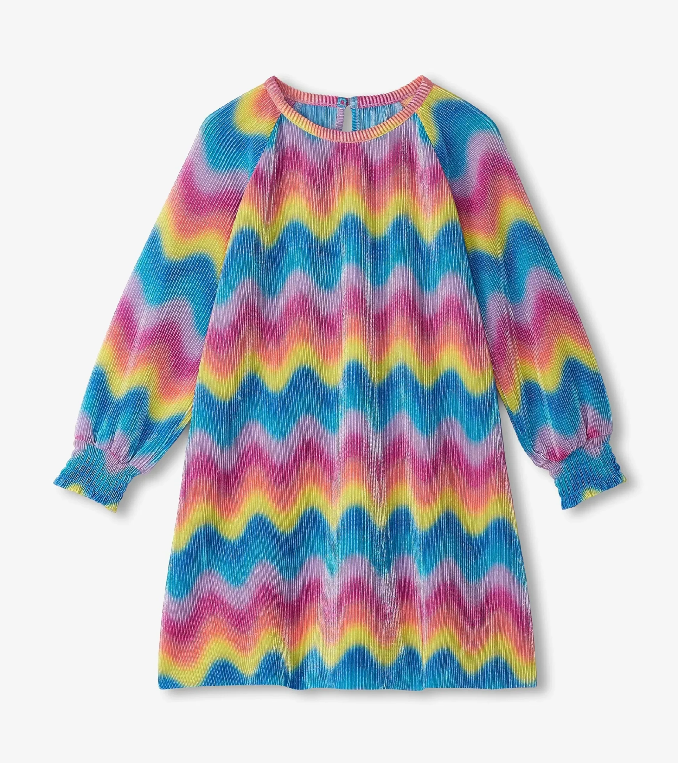 Hot Hatley Girls Rainbow Wave Pleated A-Line Dress