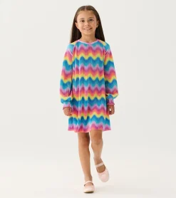 Hot Hatley Girls Rainbow Wave Pleated A-Line Dress
