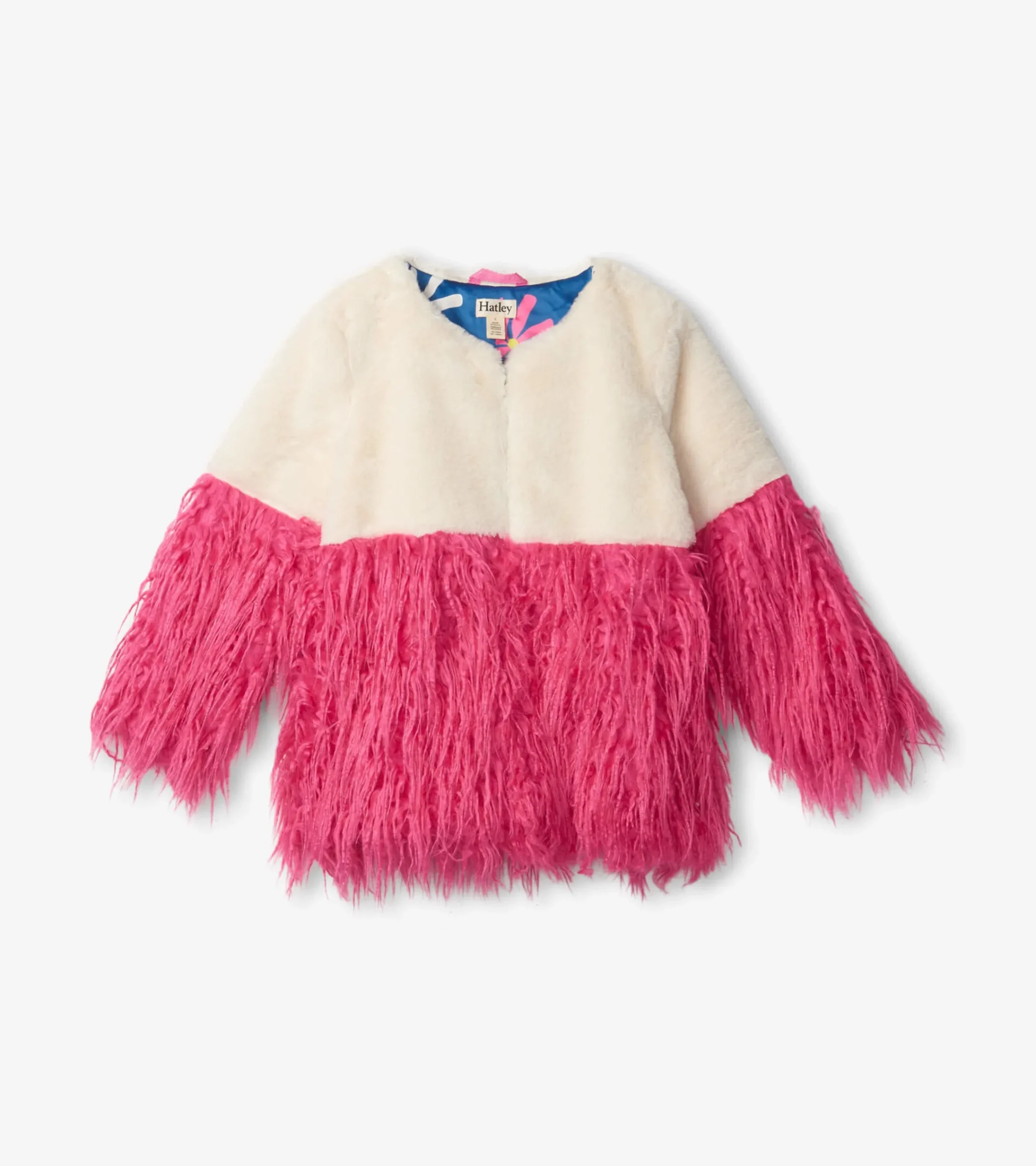 Discount Hatley Girls Sheer Pink Faux Fur Jacket