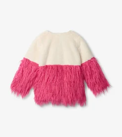 Discount Hatley Girls Sheer Pink Faux Fur Jacket