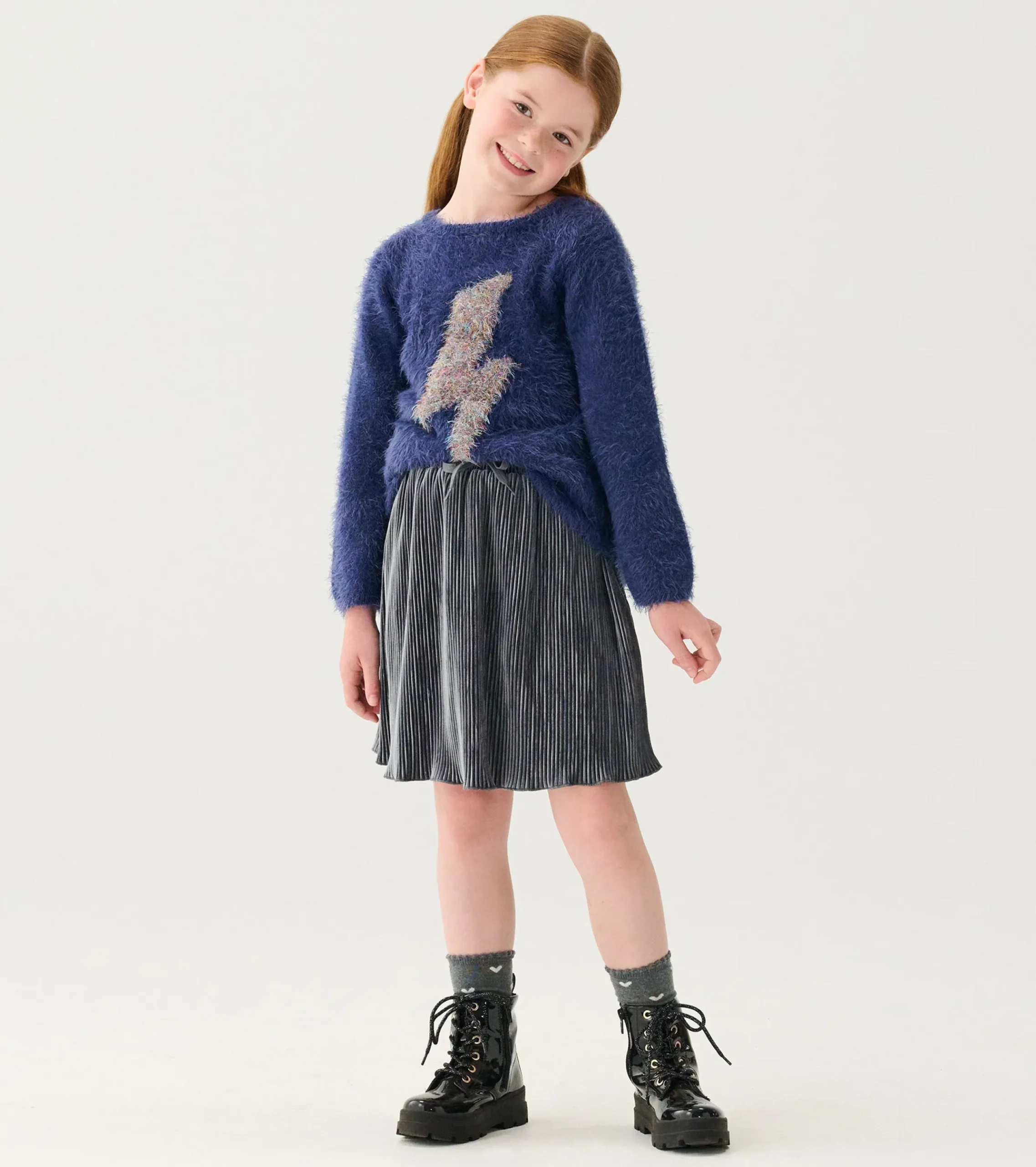Online Hatley Girls Silver Shine Pleated Velour Skirt