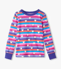 Hatley Girls Stripes & Hearts Pajama Set