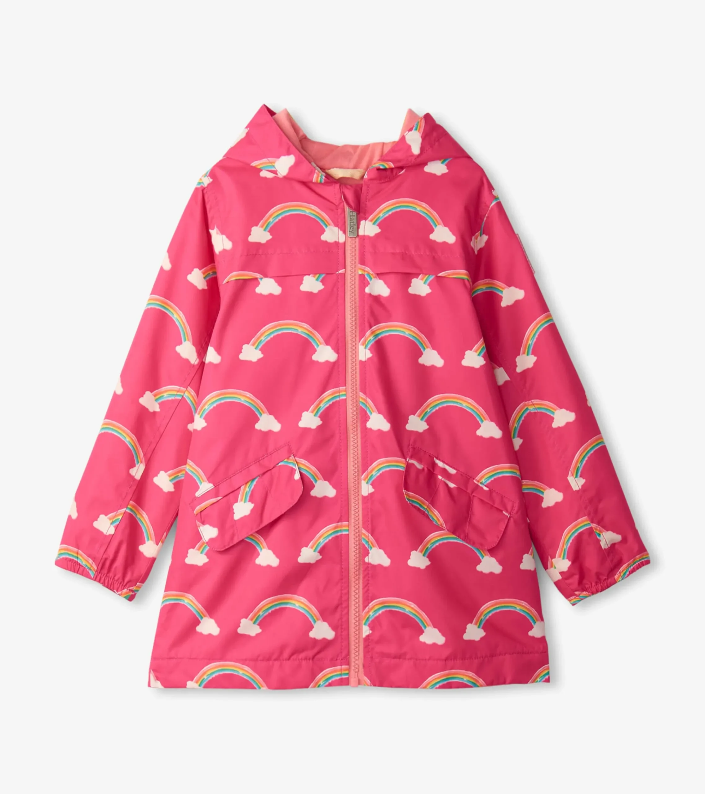 New Hatley Girls Summer Rainbow Zip-Up Lightweight Rain Jacket
