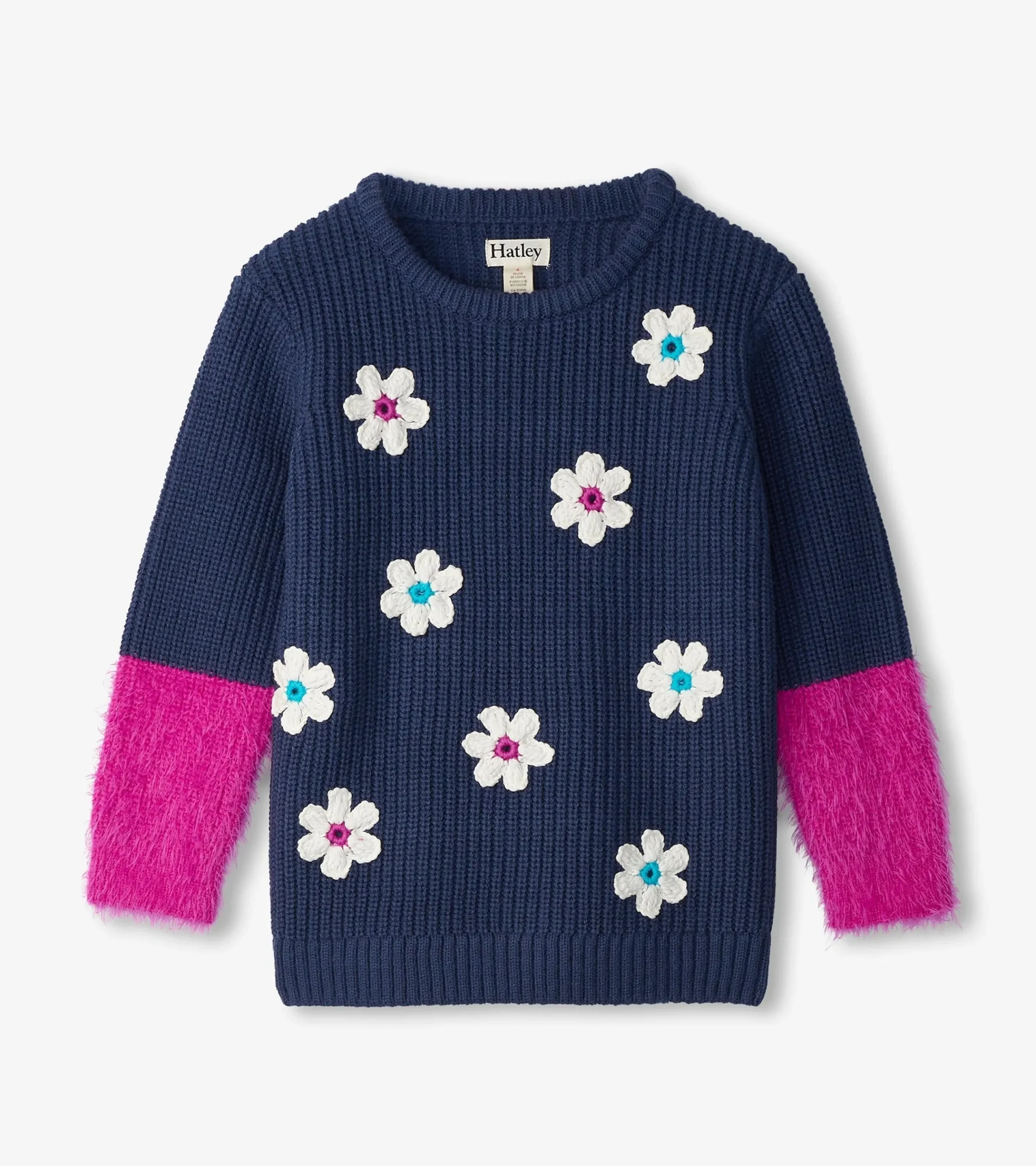 Best Hatley Girls Throwback Flowers Fluffy Sleeve Sweater Tunic