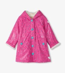 Outlet Hatley Girls Tiny Dots Sherpa Lined Button-Up Rain Jacket
