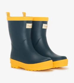 Sale Hatley Kids Navy & Yellow Matte Rain Boots