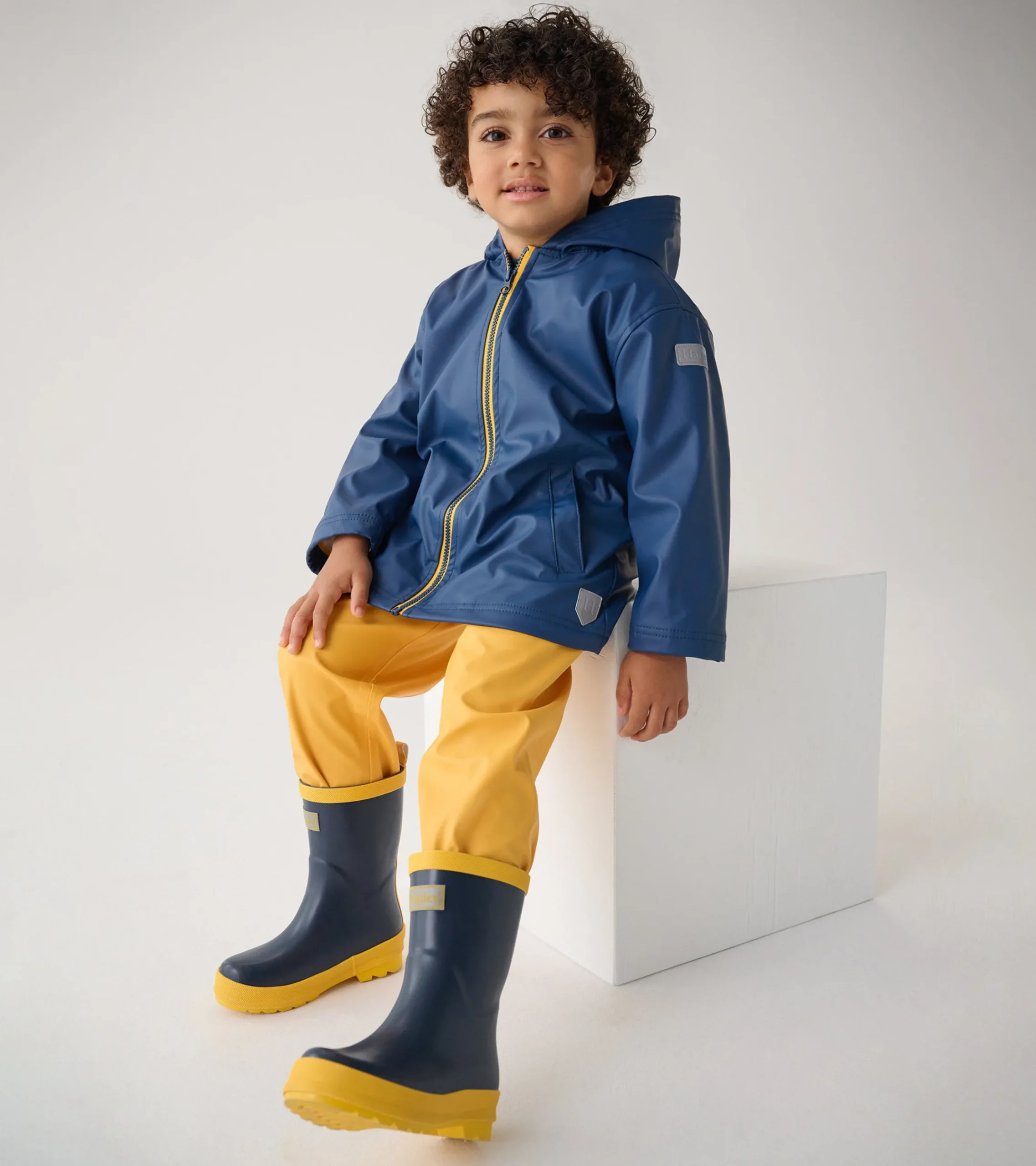 Sale Hatley Kids Navy & Yellow Matte Rain Boots
