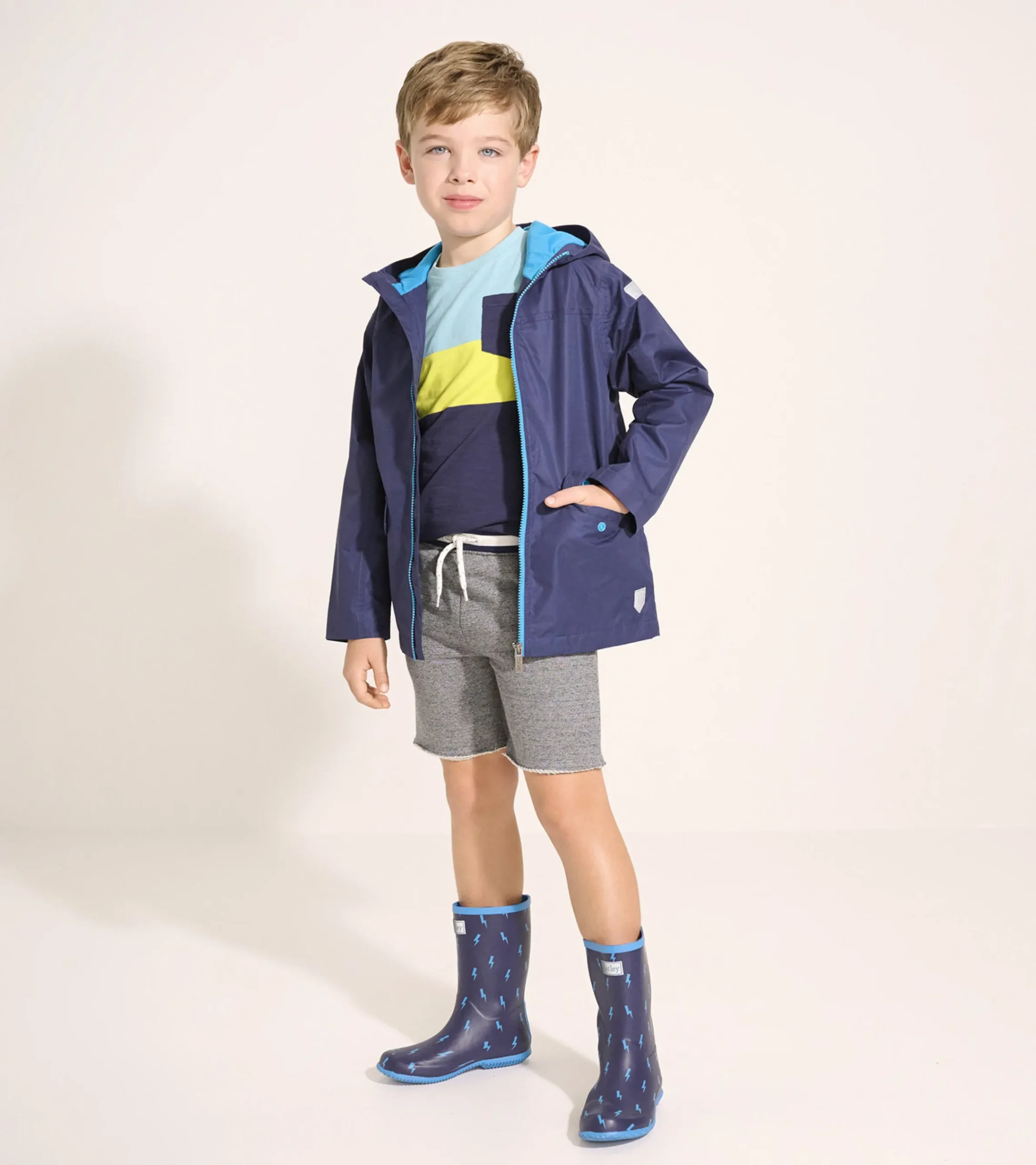 Hatley Kids Navy Zip-Up Lightweight Rain Jacket