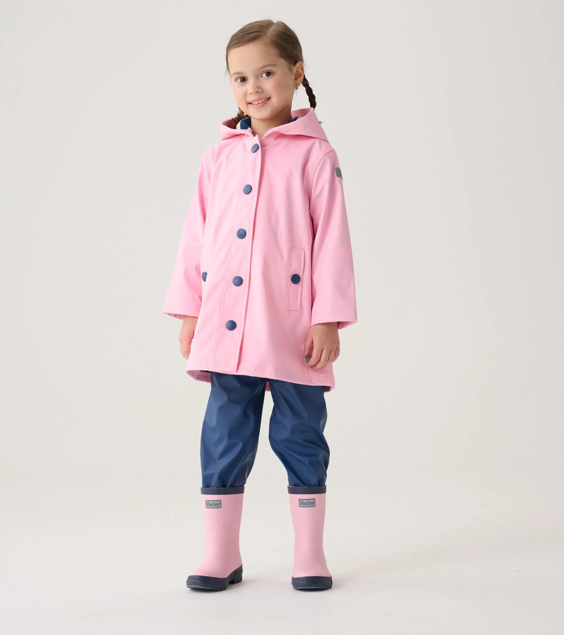 Outlet Hatley Kids Pink & Navy Matte Rain Boots