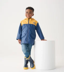 Sale Hatley Kids Yellow & Navy Zip-Up Rain Jacket