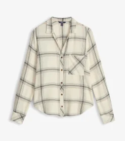 New Hatley Lila Button Down - Cream Plaid