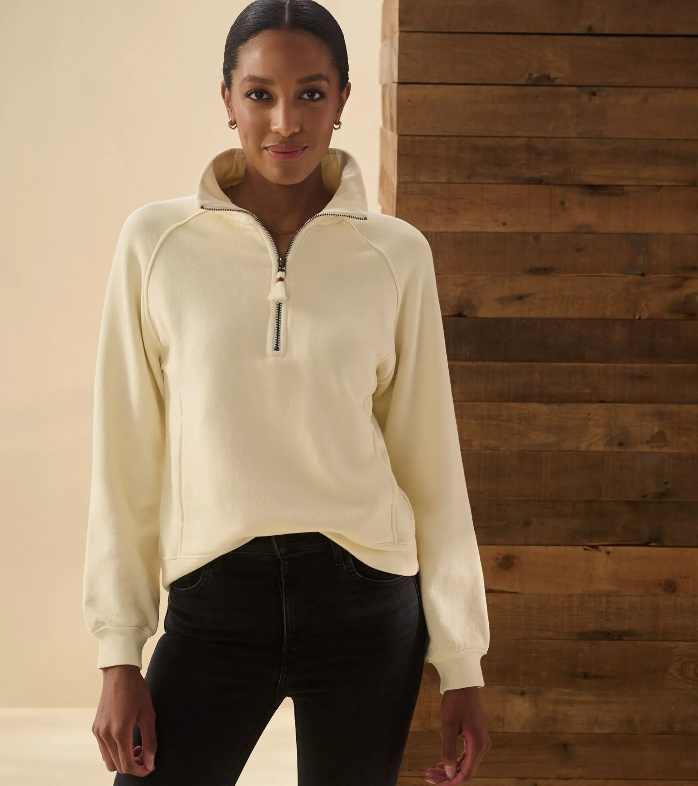 Clearance Hatley Mock Neck Pullover - Almond Beige