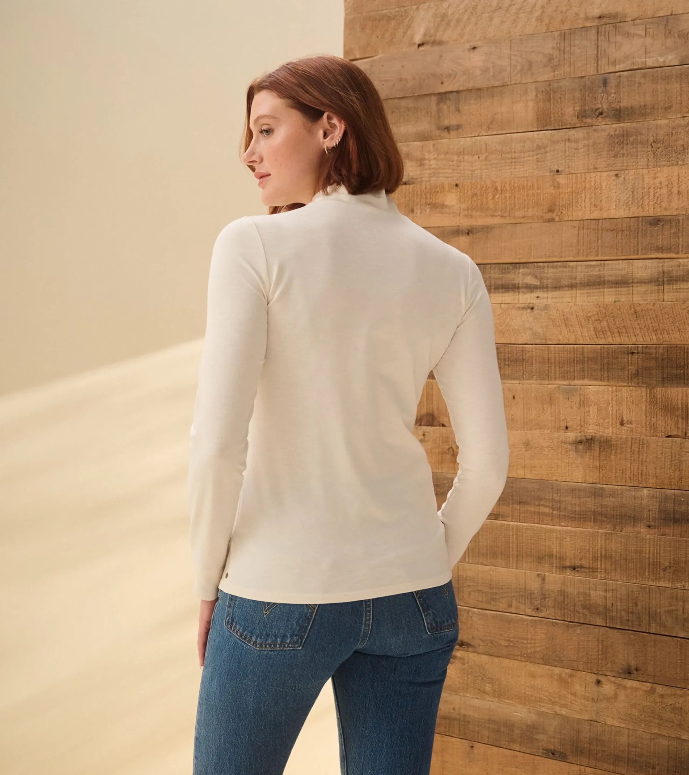 Clearance Hatley Mock Neck Top - Cream White