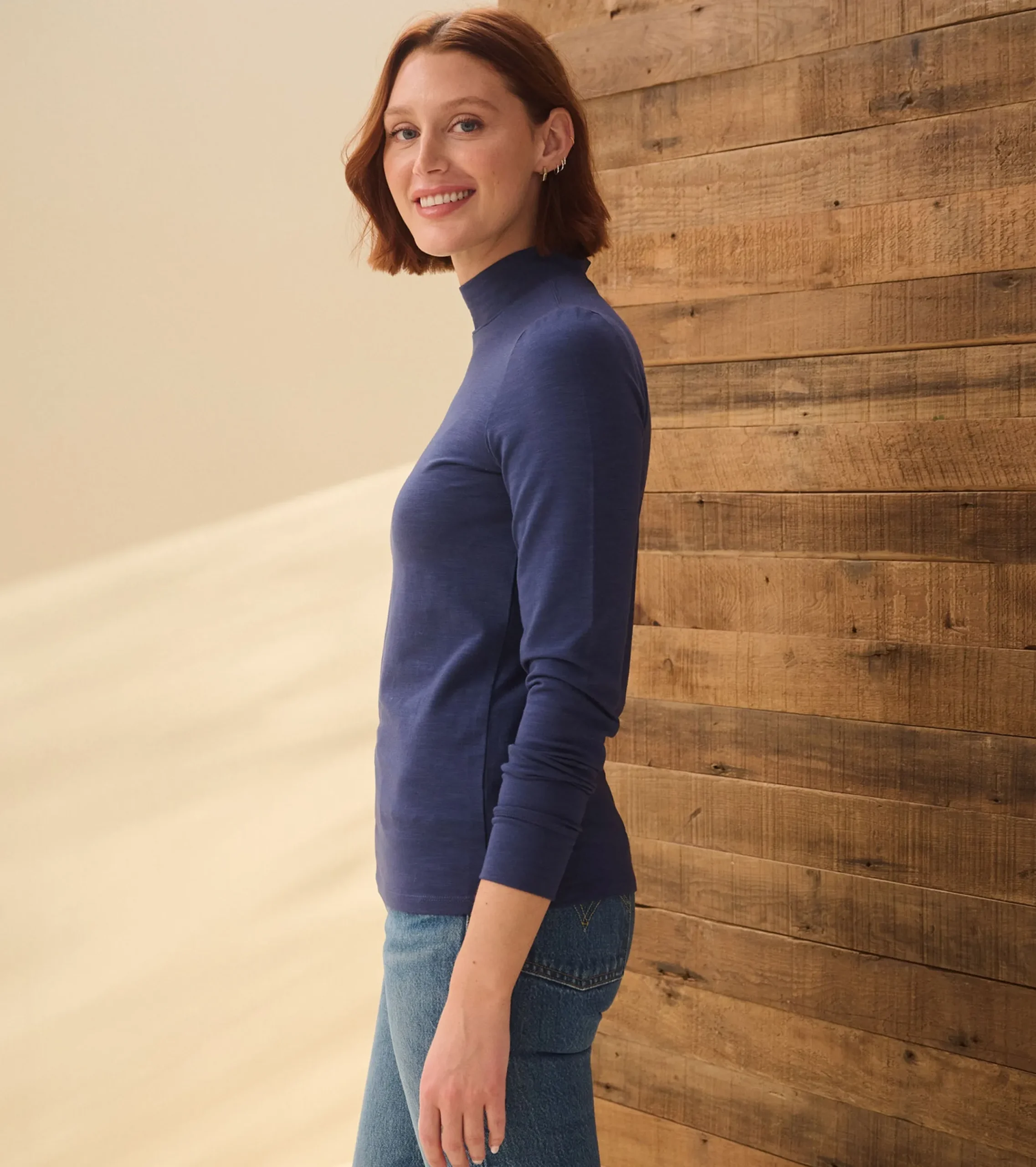 Sale Hatley Mock Neck Top - Patriot Blue