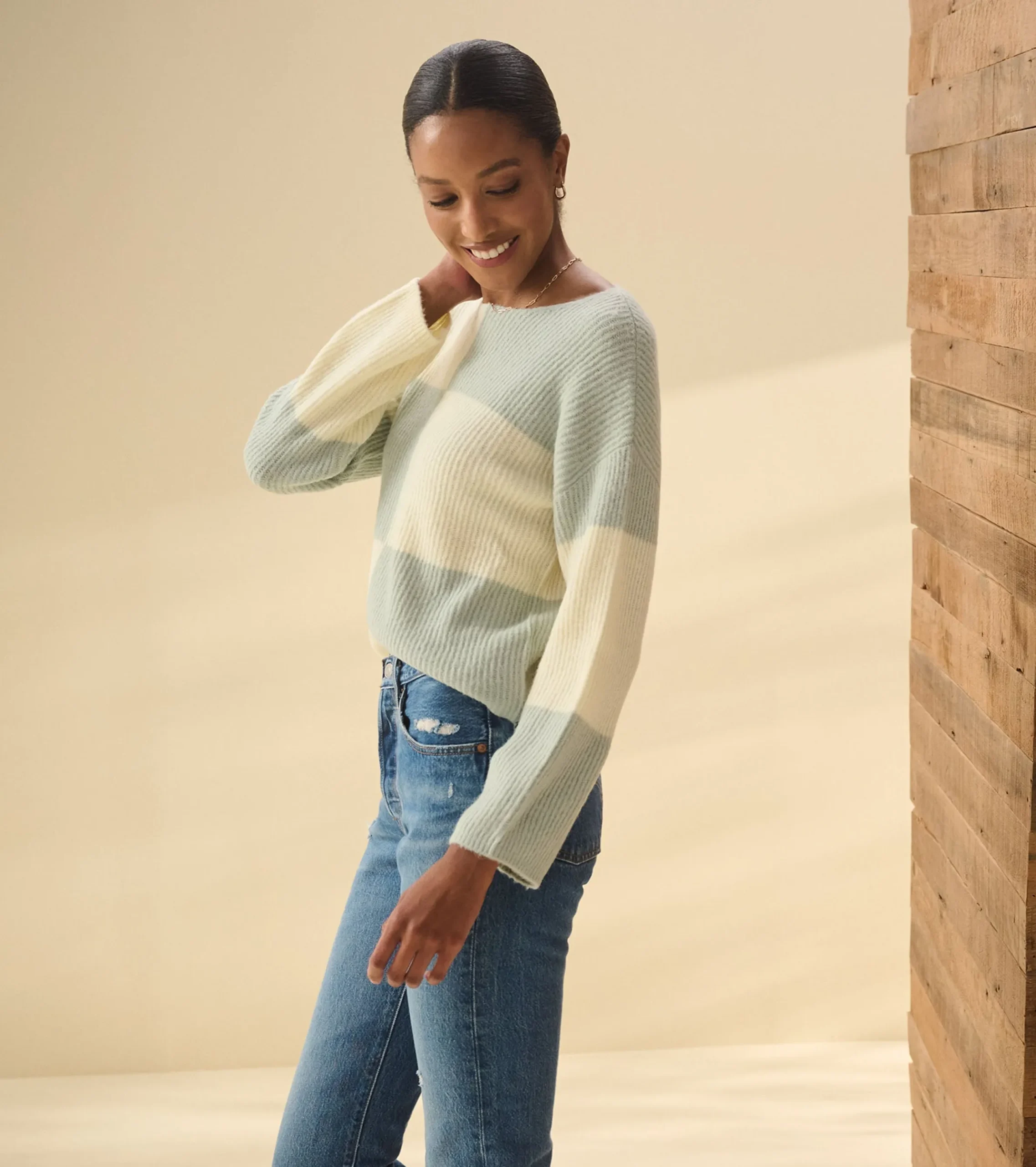 Hot Hatley Monroe Sweater - Sage Green Blocks