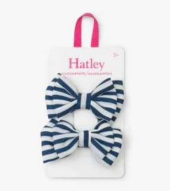 Discount Hatley Navy Stripe Bows Hair Clips