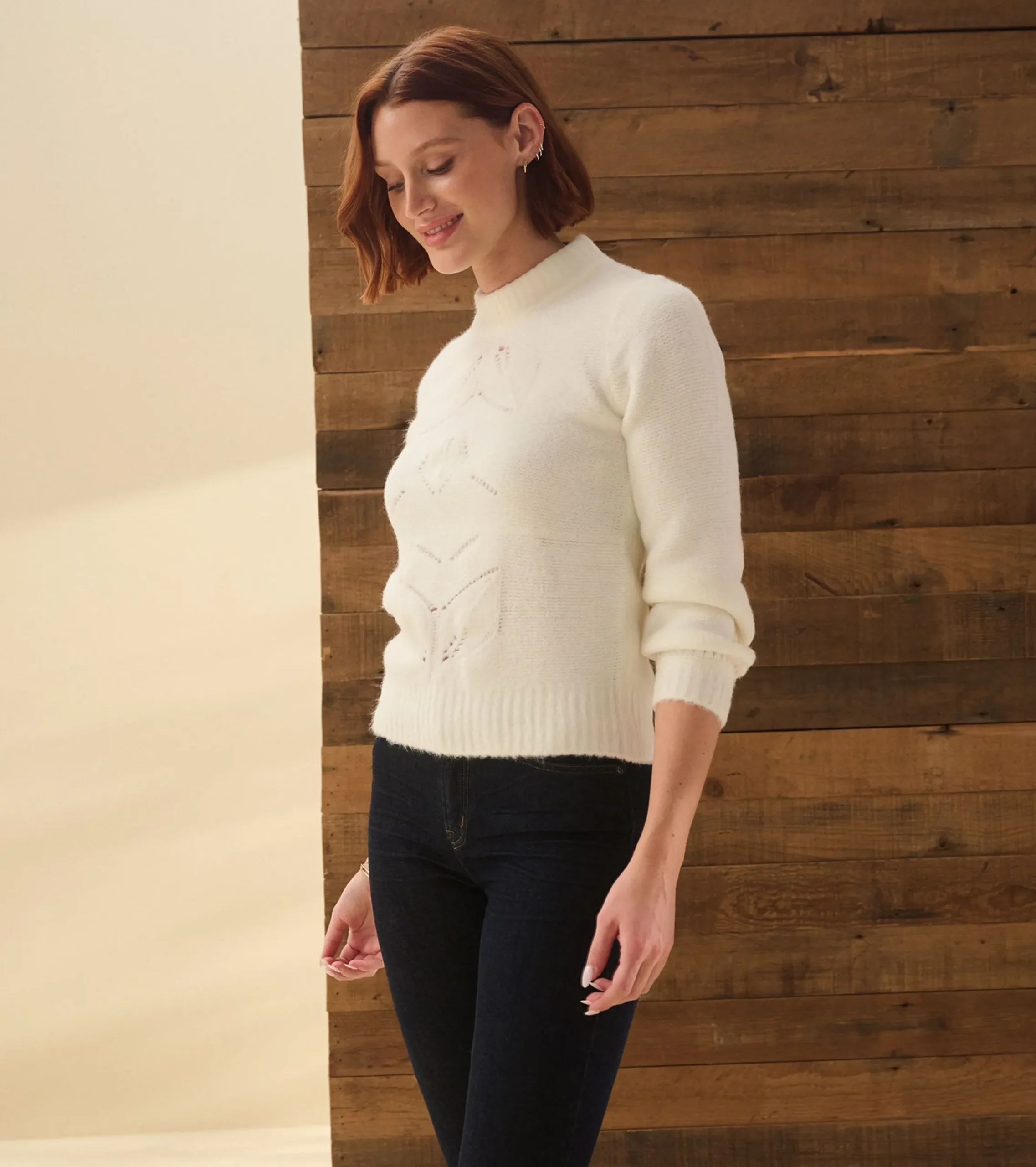 Sale Hatley Petal Cable Sweater - Winter White