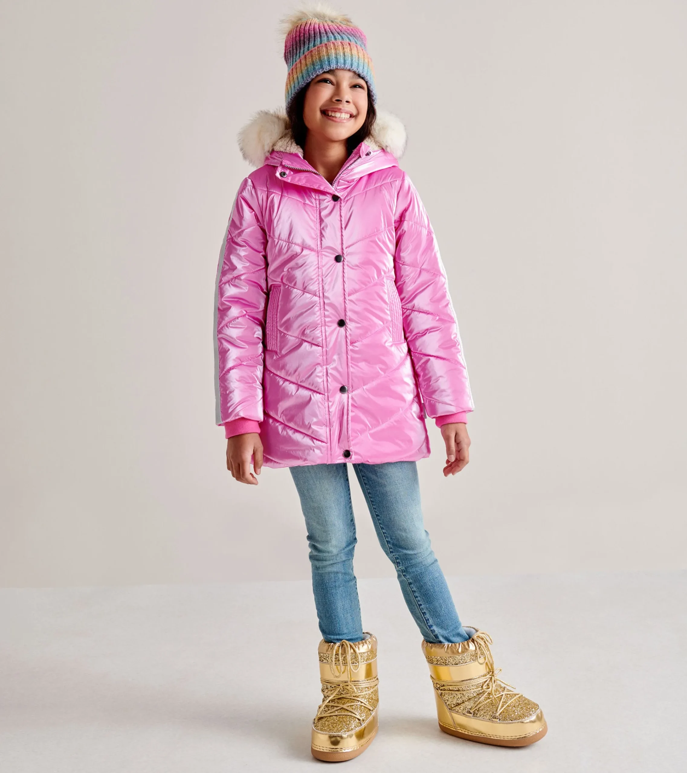New Hatley Pink Star Kids Puffer Jacket