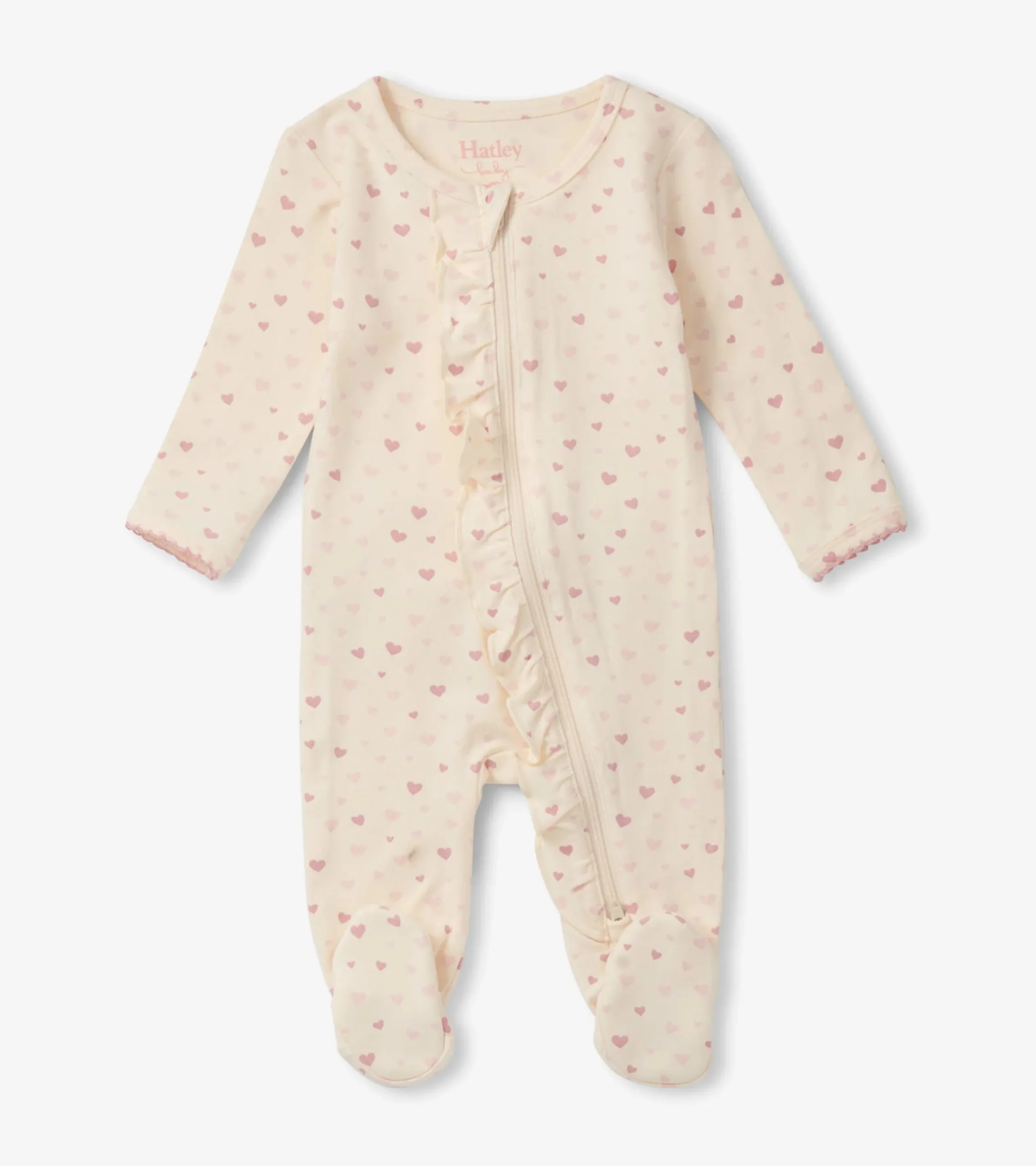 Clearance Hatley Pretty Hearts Newborn Ruffle Footed Sleeper