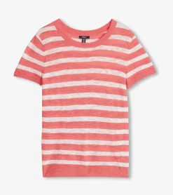 Discount Hatley Simone Knit Tee - Coral Stripes