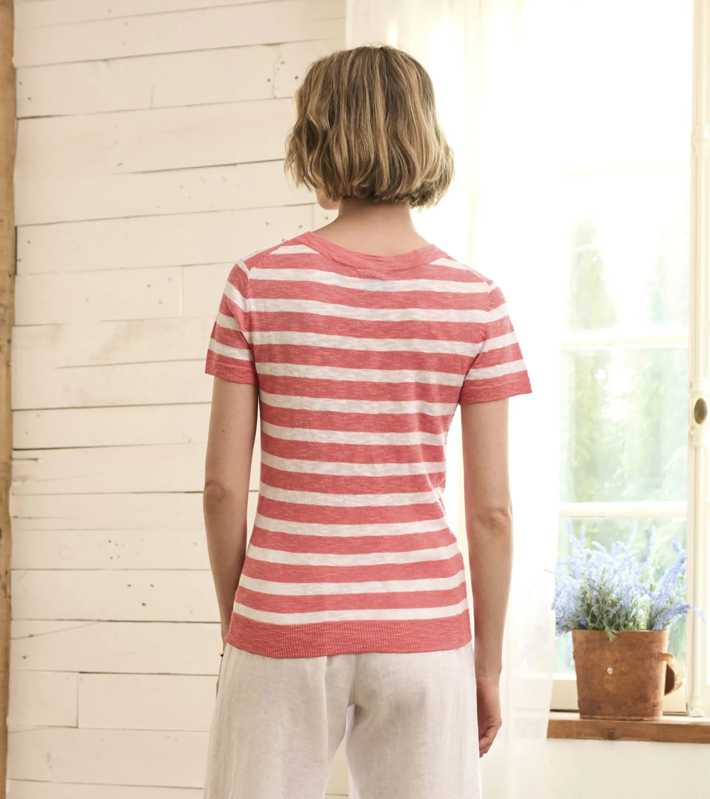 Discount Hatley Simone Knit Tee - Coral Stripes