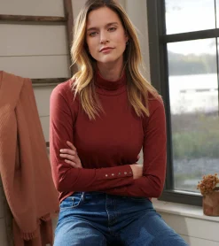New Hatley Snap Sleeve Turtleneck - Madder Brown