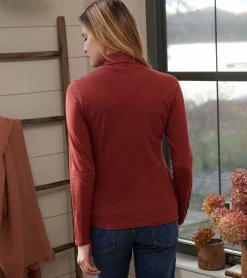 New Hatley Snap Sleeve Turtleneck - Madder Brown